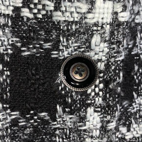 Chico’s 1 black and white woven button down fall spring jacket coat sz 8 B103 - Picture 2 of 4